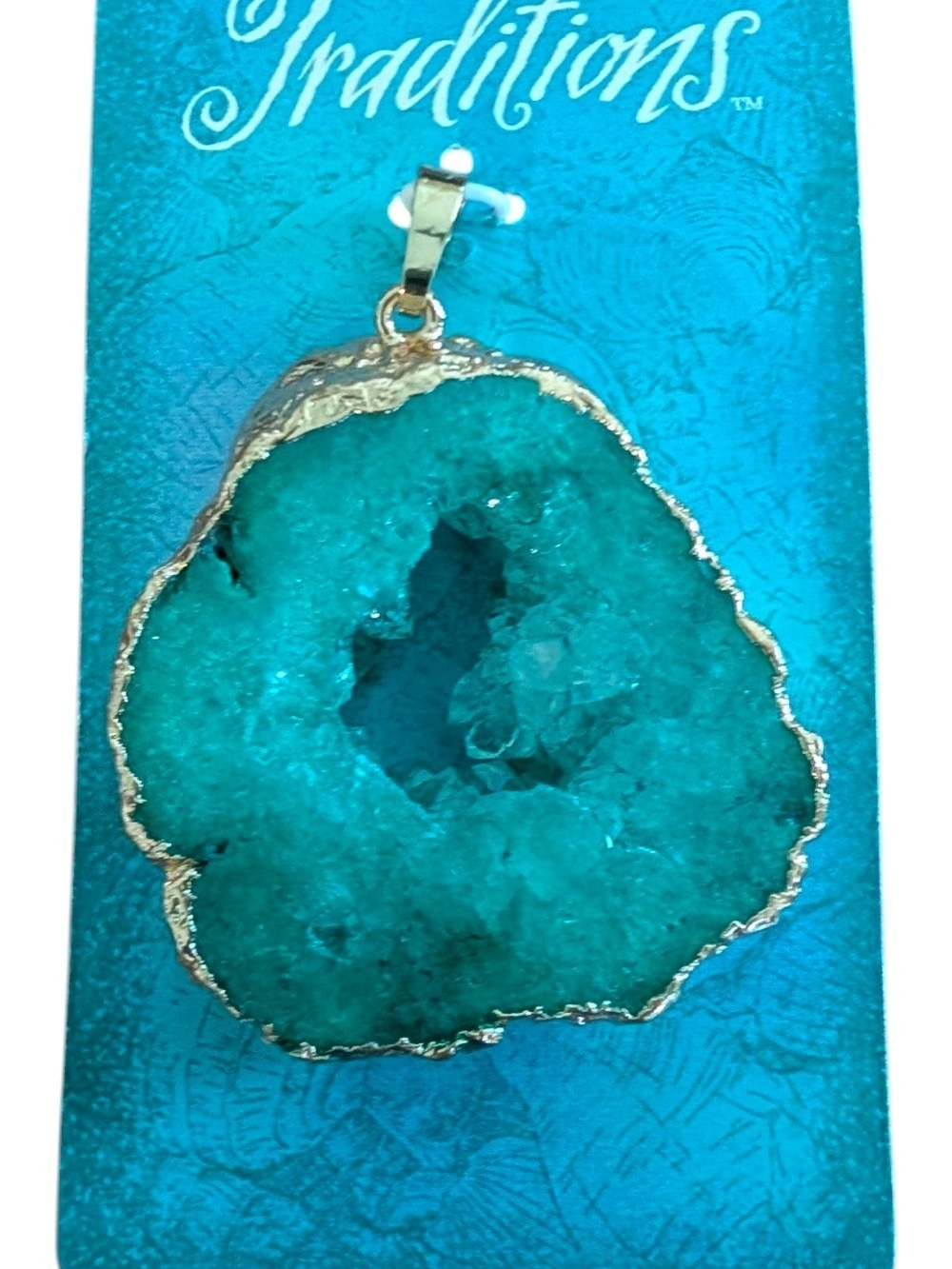 Natural Agate Geode Foil Edge Pendant